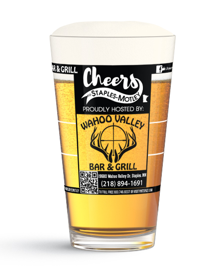 Wahoo Valley Bar & Grill campaign glass